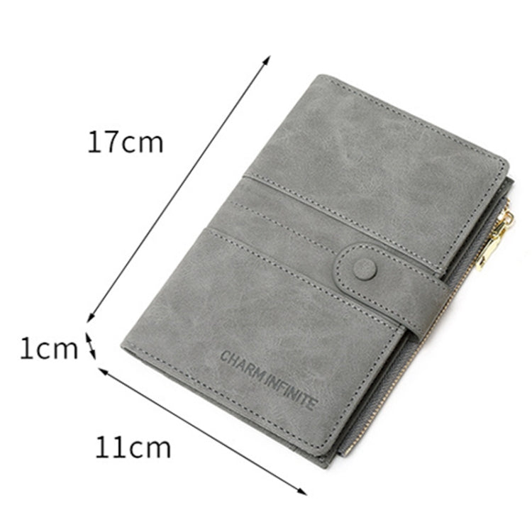 RFID Anti-theft Multi-card Slot Document Bag Multifunctional Zipper Travel Passport Bag(Coffee)