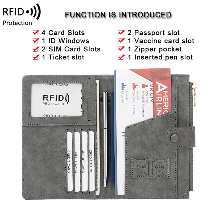 RFID Anti-theft Multi-card Slot Document Bag Multifunctional Zipper Travel Passport Bag(Pink)