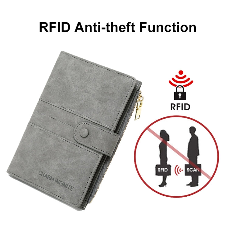 RFID Anti-theft Multi-card Slot Document Bag Multifunctional Zipper Travel Passport Bag(Coffee)