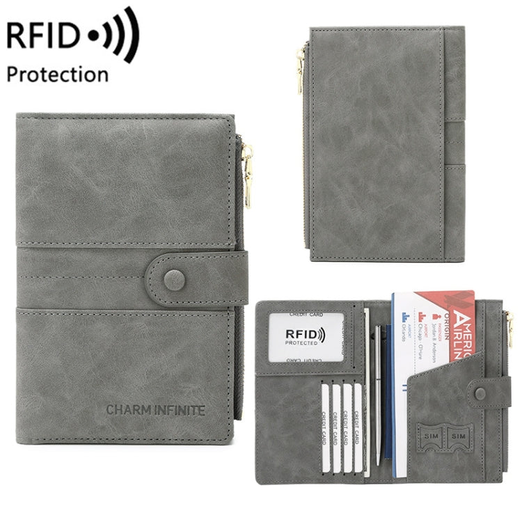 RFID Anti-theft Multi-card Slot Document Bag Multifunctional Zipper Travel Passport Bag(Black)
