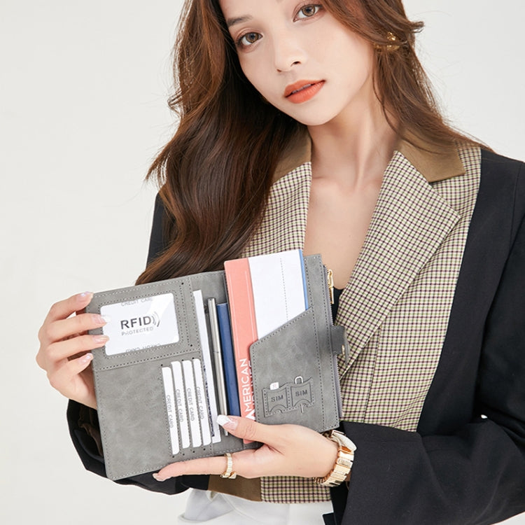 RFID Anti-theft Multi-card Slot Document Bag Multifunctional Zipper Travel Passport Bag(Pink)