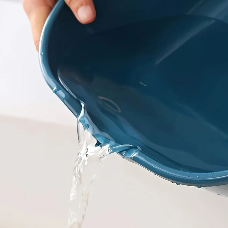 8 In 1 Drain Basket Double-Layer Vegetable Washing Basket Fruit Basin(Blue and Yellow)