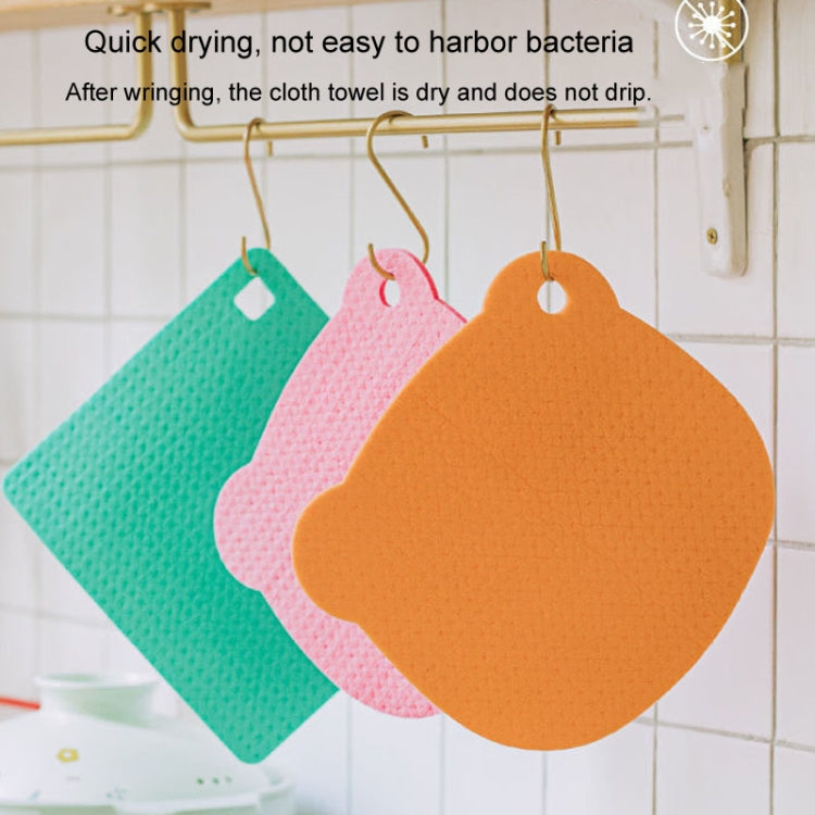 Wood Pulp Cotton Rag Kitchen Absorbent Traceless Cleaning Cloths Oil-free Sponge Wipes(Color Random)
