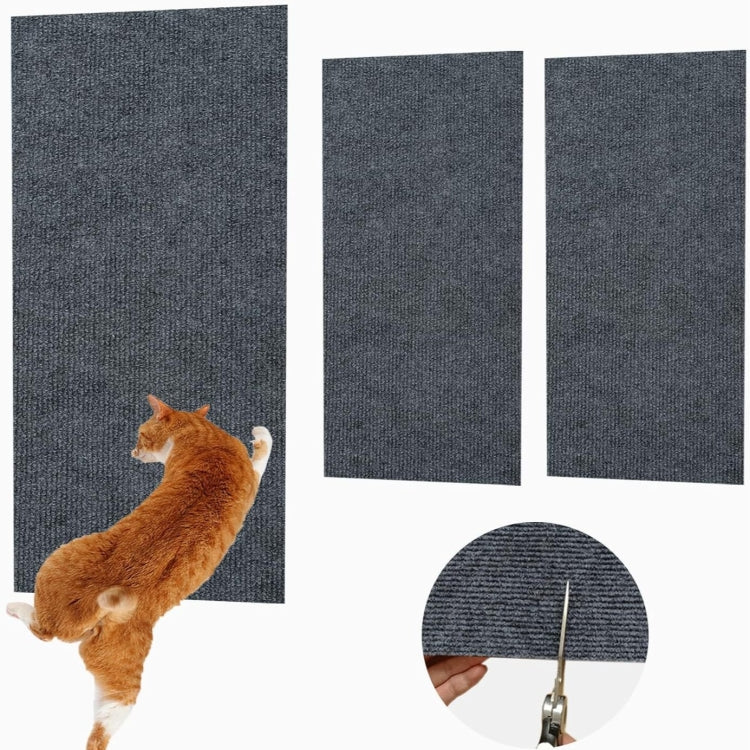 30 x 100cm Trimmable Self-Adhesive Cat Scratching Mat DIY Climbing Cat Scratcher(Black)