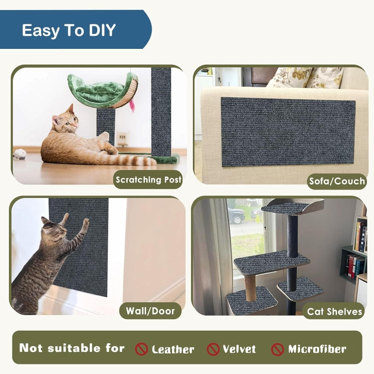 40 x 100cm Trimmable Self-Adhesive Cat Scratching Mat DIY Climbing Cat Scratcher(Light Grey)