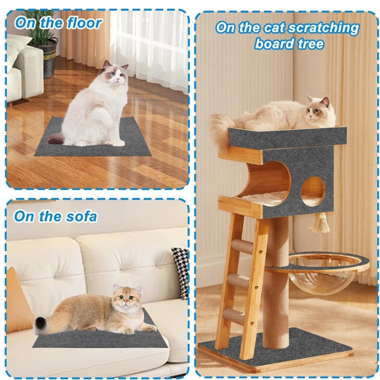 60 x 100cm Trimmable Self-Adhesive Cat Scratching Mat DIY Climbing Cat Scratcher(Black)