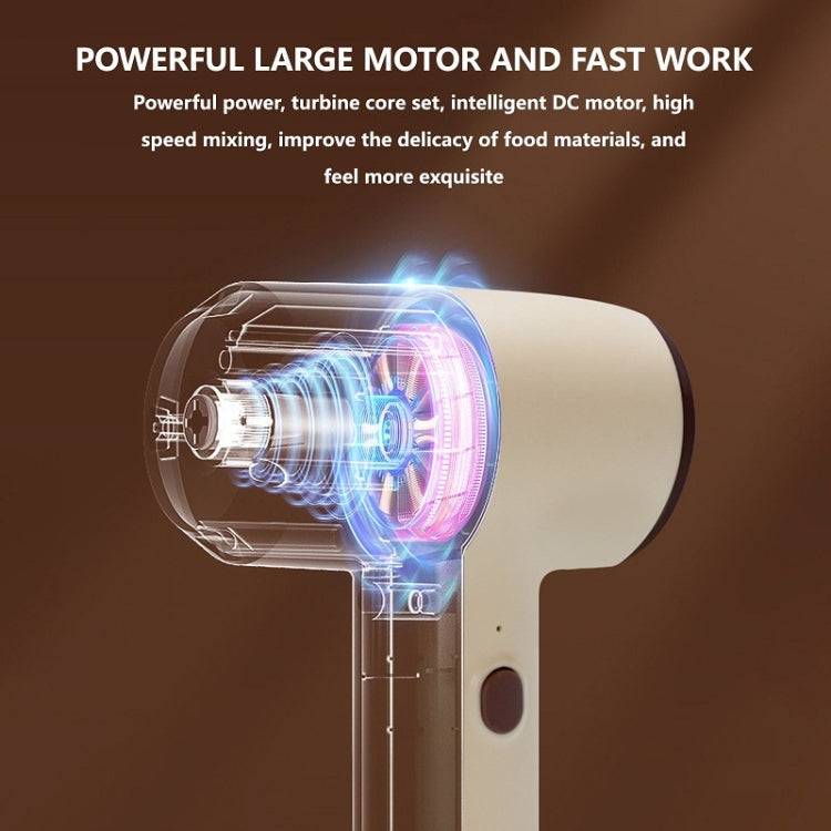 Wireless Mini Handheld Multi-Function Electric Stirring Mixer, Color: Double Stick Beige(5 Gear)