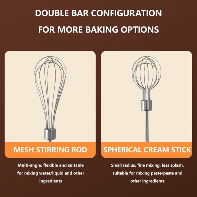 Wireless Mini Handheld Multi-Function Electric Stirring Mixer, Color: Double Stick Beige(5 Gear)