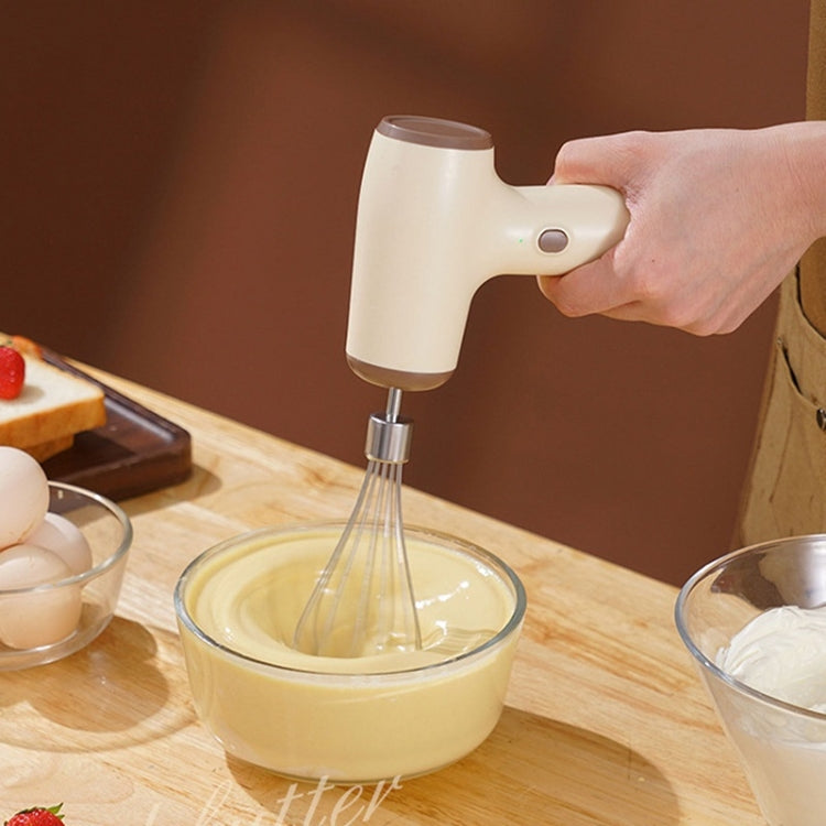 Wireless Mini Handheld Multi-Function Electric Stirring Mixer, Color: Double Stick Beige(5 Gear)