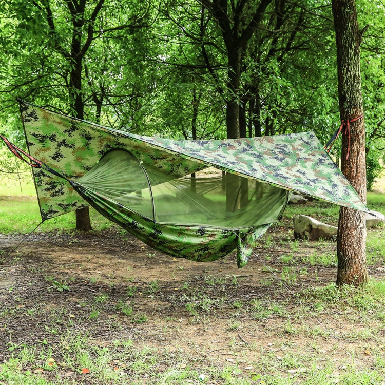 250 x 120cm Anti-mosquito Hammock and Tarp Set Waterproof Sunshade Camping Supplies(Camouflage + Camouflage)
