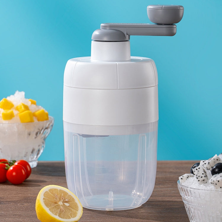 Small Manual Shaved Ice Machine DIY Home Smoothie Maker(White With 1 Mold)