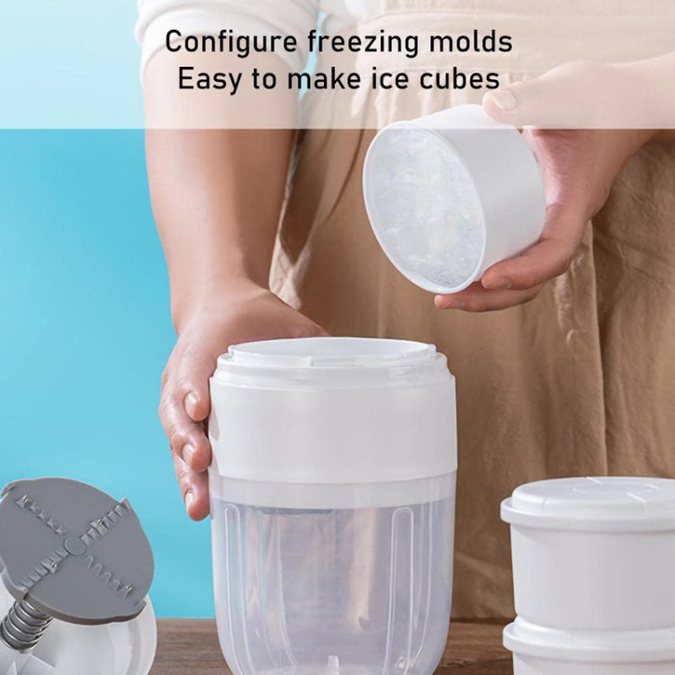 Small Manual Shaved Ice Machine DIY Home Smoothie Maker(White With 1 Mold)