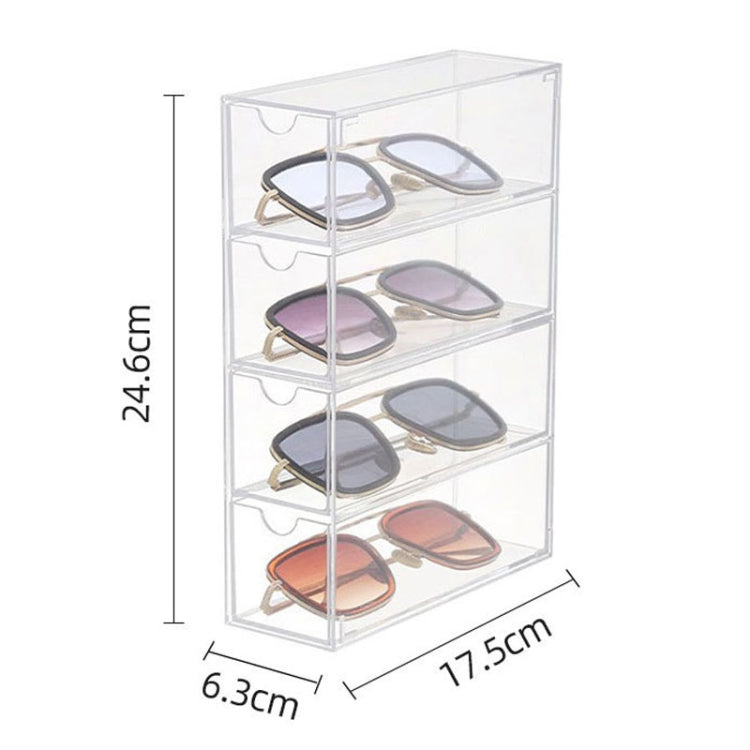 4-Layer Acrylic Stackable Desktop Eyeglasses Display Case Dustproof Drawer Storage Box(Transparency)