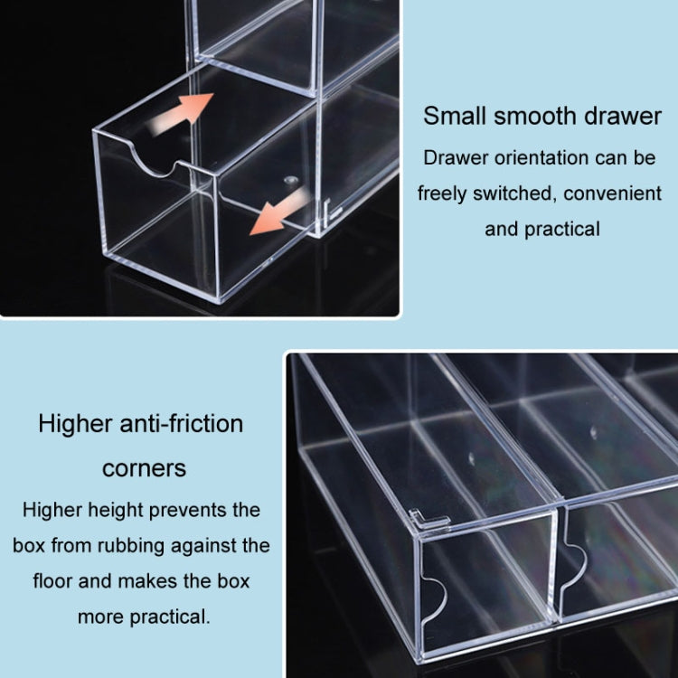 4-Layer Acrylic Stackable Desktop Eyeglasses Display Case Dustproof Drawer Storage Box(Transparency)