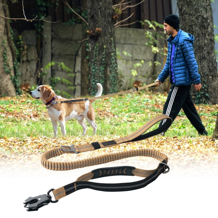 Heavy Duty Bungee Dog Leash Reflective Shock Absorbing Leashes for Medium Large Dogs(Khaki)