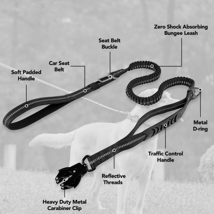 Heavy Duty Bungee Dog Leash Reflective Shock Absorbing Leashes for Medium Large Dogs(Khaki)