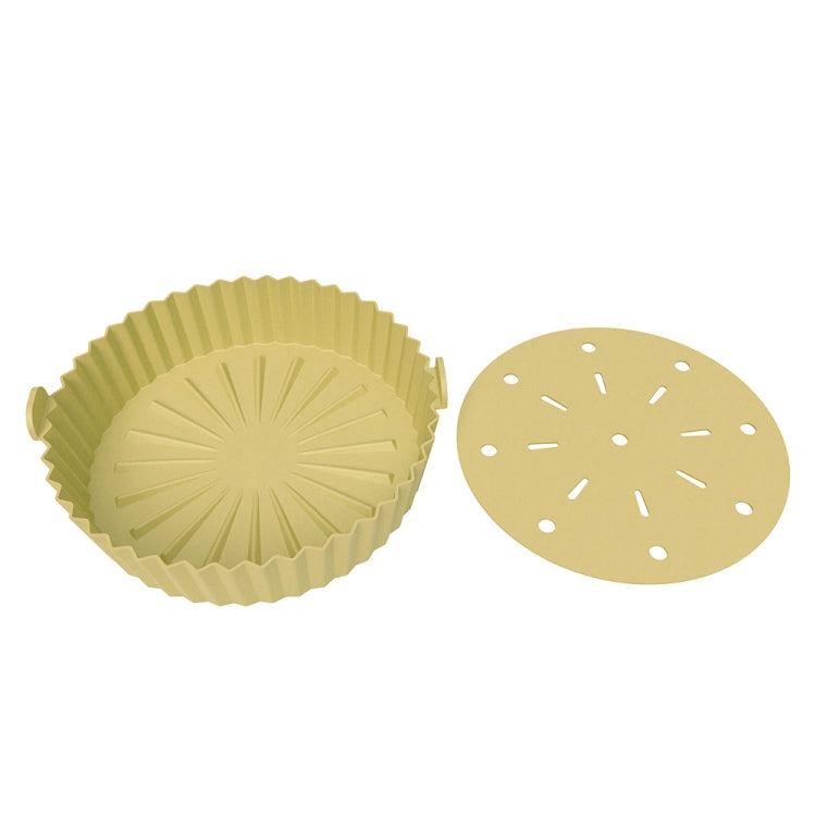 Double-layer Large Size for 8.5-10 inch Air Fryer Silicone Insulated Liner Baking Pan Thickened Cake Molds(Yellow)