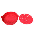 Double-layer Large Size for 8.5-10 inch Air Fryer Silicone Insulated Liner Baking Pan Thickened Cake Molds(Red)