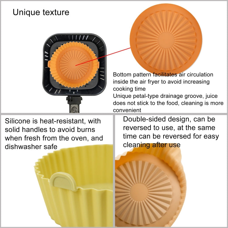 Double-layer Large Size for 8.5-10 inch Air Fryer Silicone Insulated Liner Baking Pan Thickened Cake Molds(Yellow)