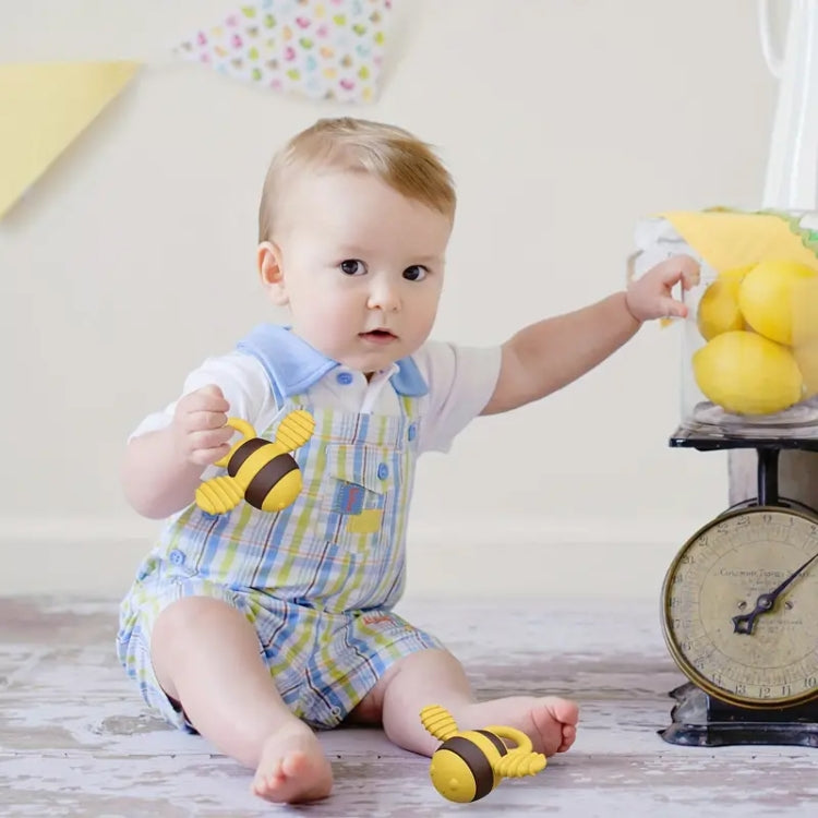Bee Shaped Teether Teething Stick Baby Anti-Snacking Toys, Color: Yellow Brown No Silk Print