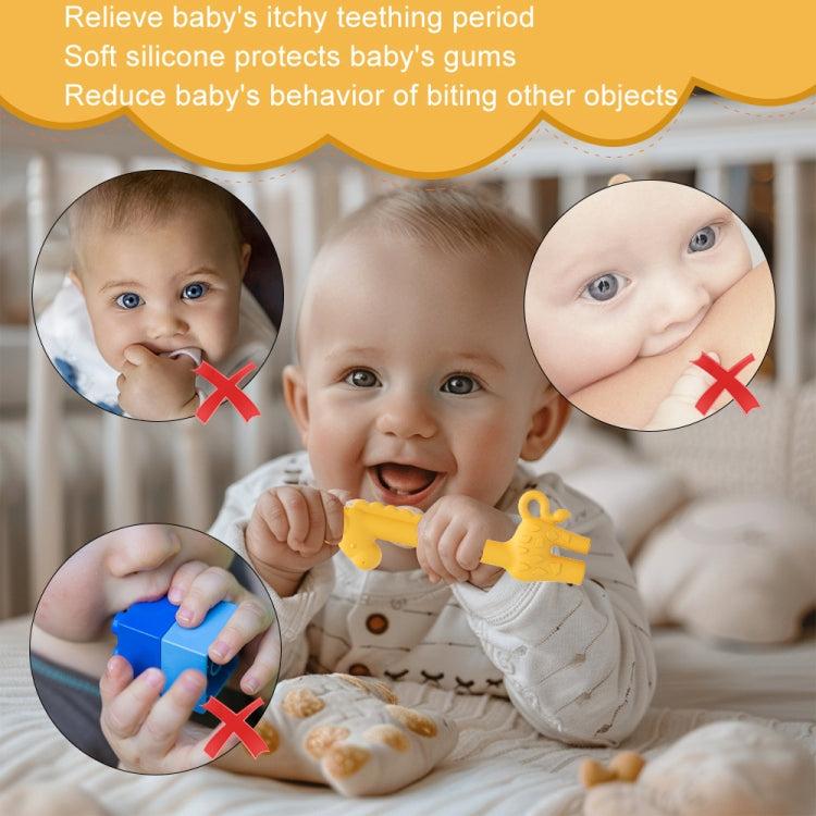 Baby Deer Toys Food Teething Sticks Silicone Giraffe(Yellow)