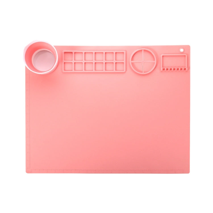 50x40cm Silicone Double Bowl Painting Pad Graffiti Oil Painting Mat Erasable and Washable Silicone Pad(Pink)