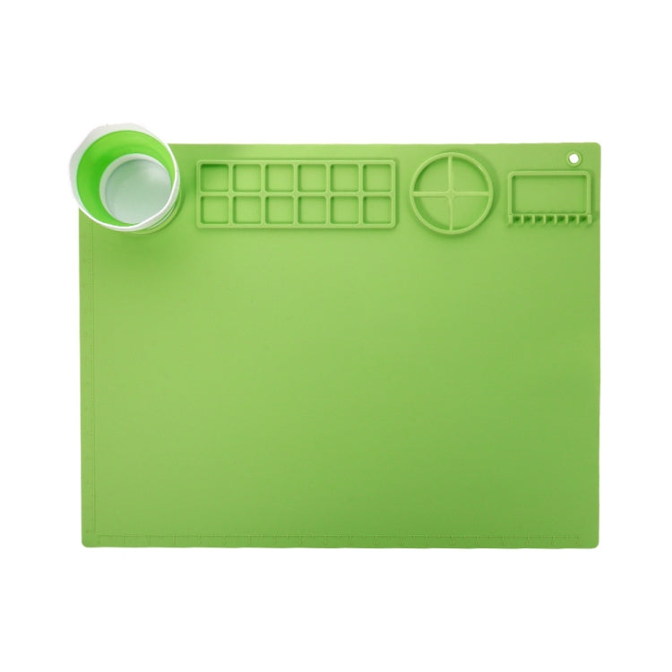 50x40cm Silicone Double Bowl Painting Pad Graffiti Oil Painting Mat Erasable and Washable Silicone Pad(Green)