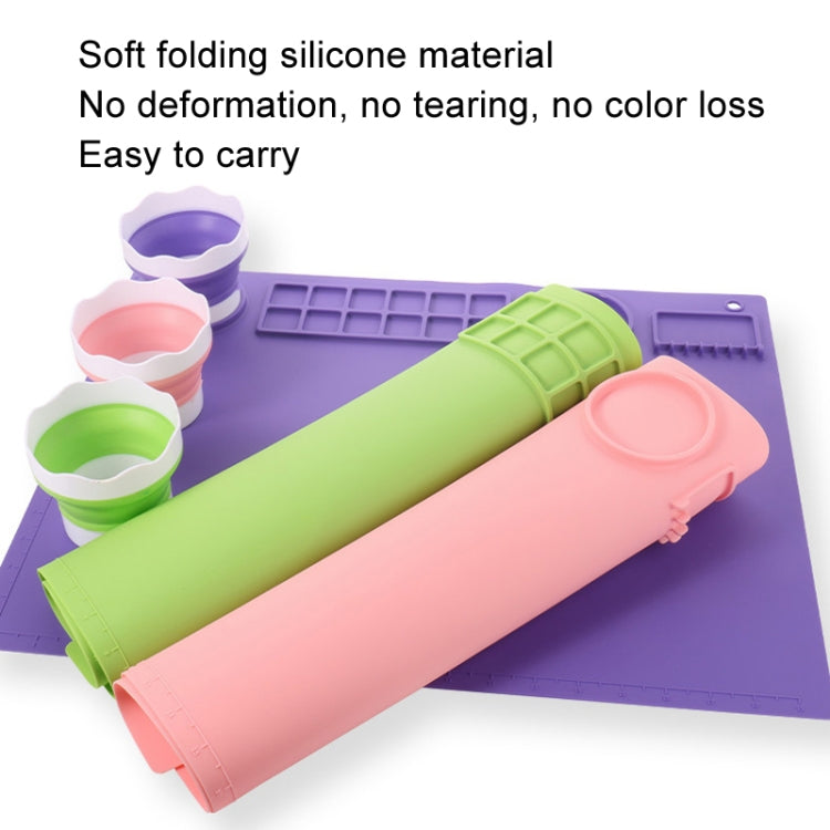 50x40cm Silicone Double Bowl Painting Pad Graffiti Oil Painting Mat Erasable and Washable Silicone Pad(Green)