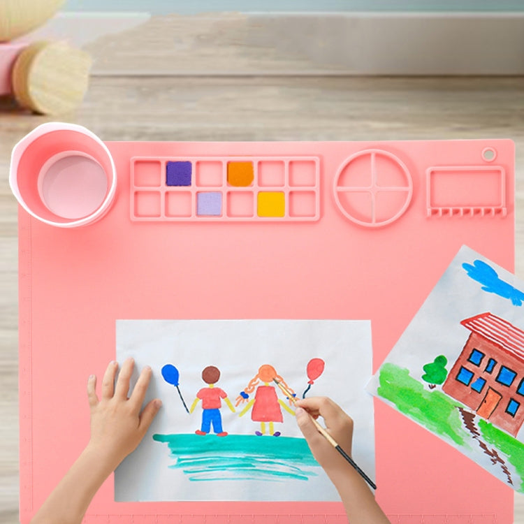 50x40cm Silicone Double Bowl Painting Pad Graffiti Oil Painting Mat Erasable and Washable Silicone Pad(Green)