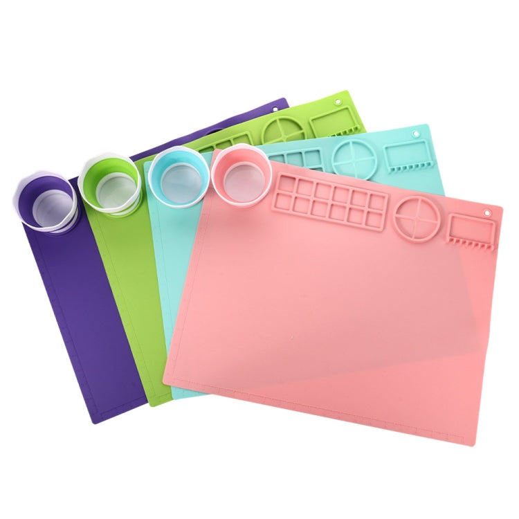 50x40cm Silicone Double Bowl Painting Pad Graffiti Oil Painting Mat Erasable and Washable Silicone Pad(Pink)