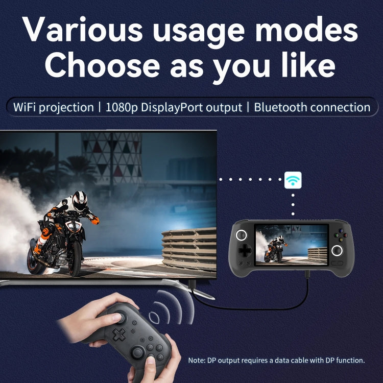 ANBERNIC RG556 Handheld Game Console Android 13 System 5.48-Inch AMOLED Screen WIFI Bluetooth Game Player 128GB+128GB(Transparent Blue)