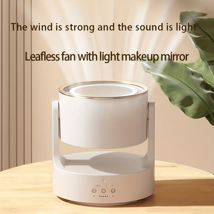3 In 1 Multifunctional Desktop Fan with LED Light Cosmetic Mirror Rechargeable Oscillating