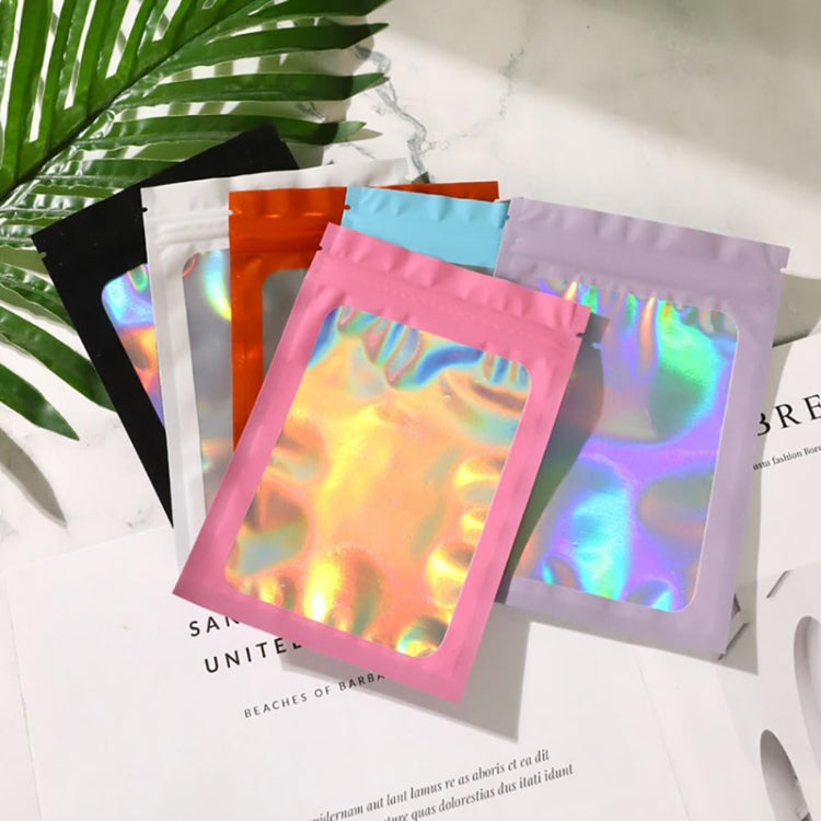 100pcs Laser Shaded Self-Sealing Bag Jewelry Closure Packaging Bags, Size: 7.5 x 12cm Black