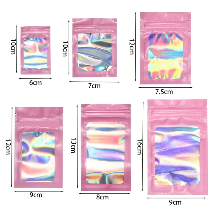100pcs Laser Shaded Self-Sealing Bag Jewelry Closure Packaging Bags, Size: 9 x 12cm Black