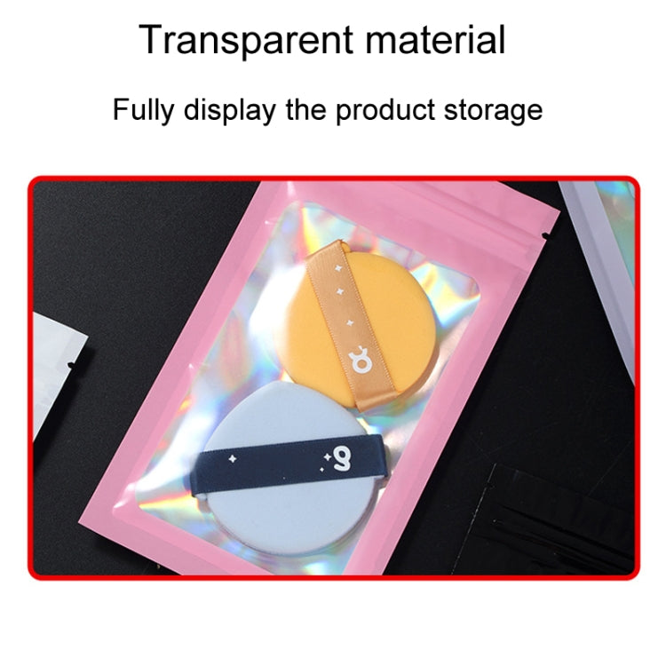 100pcs Laser Shaded Self-Sealing Bag Jewelry Closure Packaging Bags, Size: 9 x 16cm Black