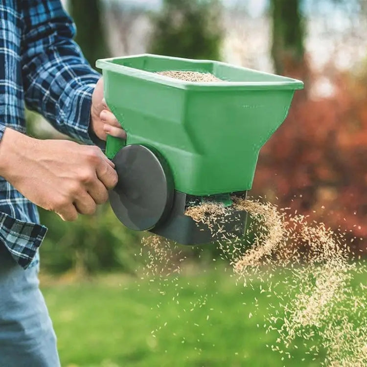 Hand-Powered Seed Spreader for Fertilizer, Salt, Ice Melt Gardens Lawns Small Farms Tool