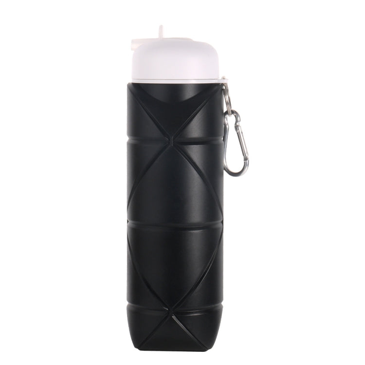 600ml Food Class Silicone Folding Outdoor Water Cup Portable Cycling Water Bottle(Black)