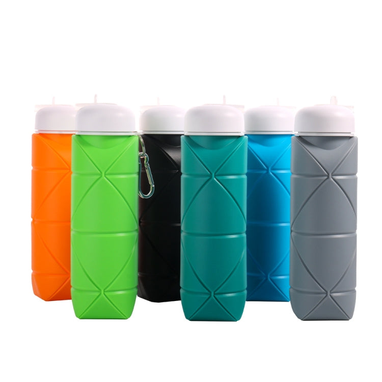 600ml Food Class Silicone Folding Outdoor Water Cup Portable Cycling Water Bottle(Black)