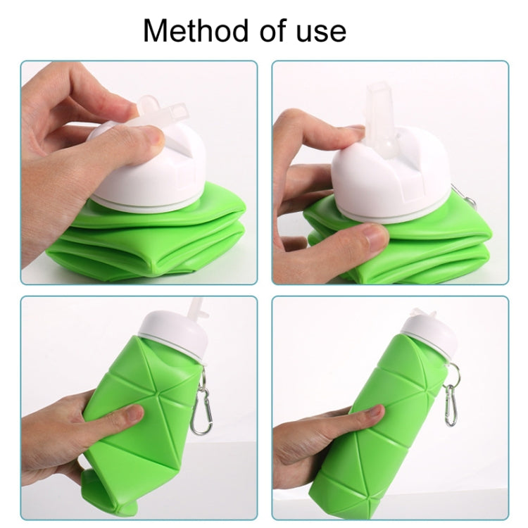 600ml Food Class Silicone Folding Outdoor Water Cup Portable Cycling Water Bottle(Black)