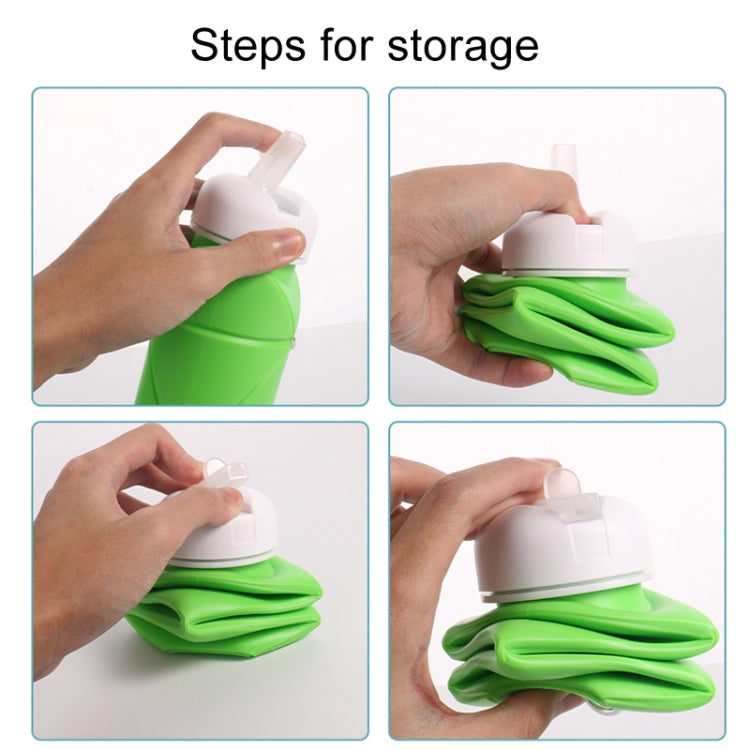 600ml Food Class Silicone Folding Outdoor Water Cup Portable Cycling Water Bottle(Black)