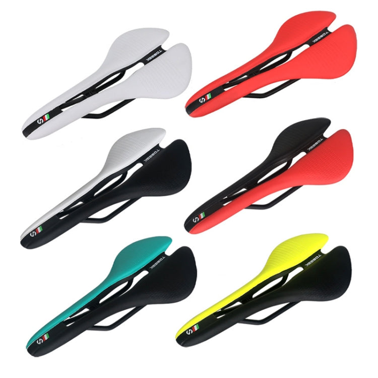 TOSEEK Mountain Bike Saddle Road Bicycle Seat Accessories, Color: Black Red