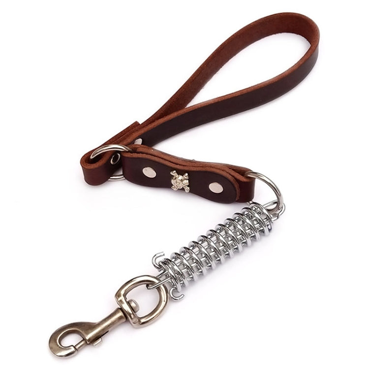 Leather Dog Leash Pet Tow Rope Chain, Style: With Spring(Coffee)