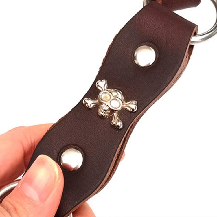 Leather Dog Leash Pet Tow Rope Chain, Style: With Spring(Coffee)