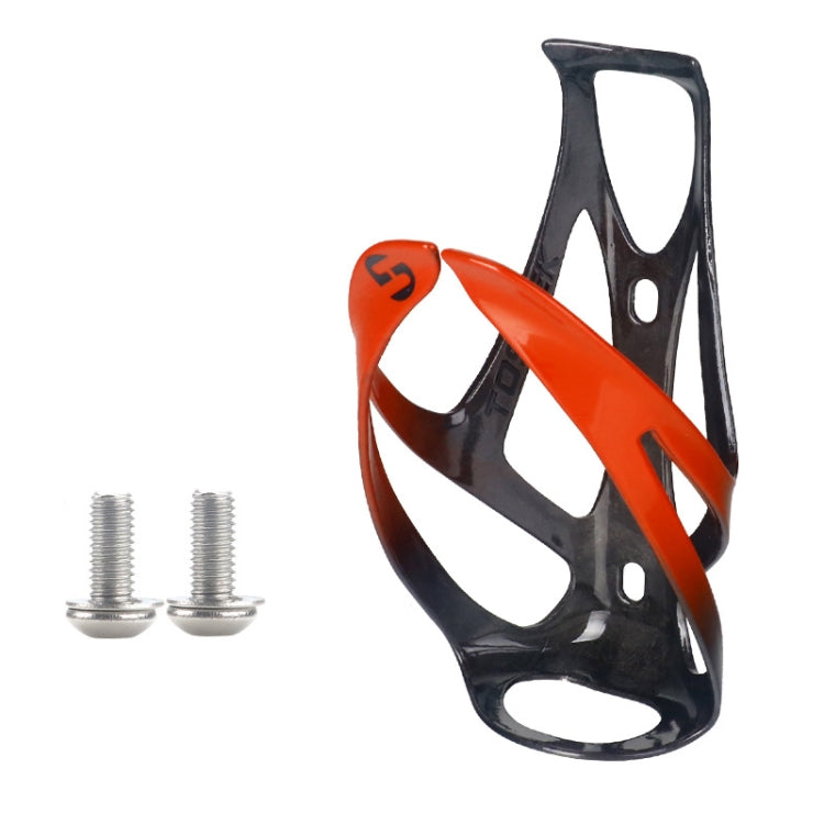 TOSEEK Outdoor Cycling Carbon Fiber Open Water Bottle Cage, Color: Orange Glossy