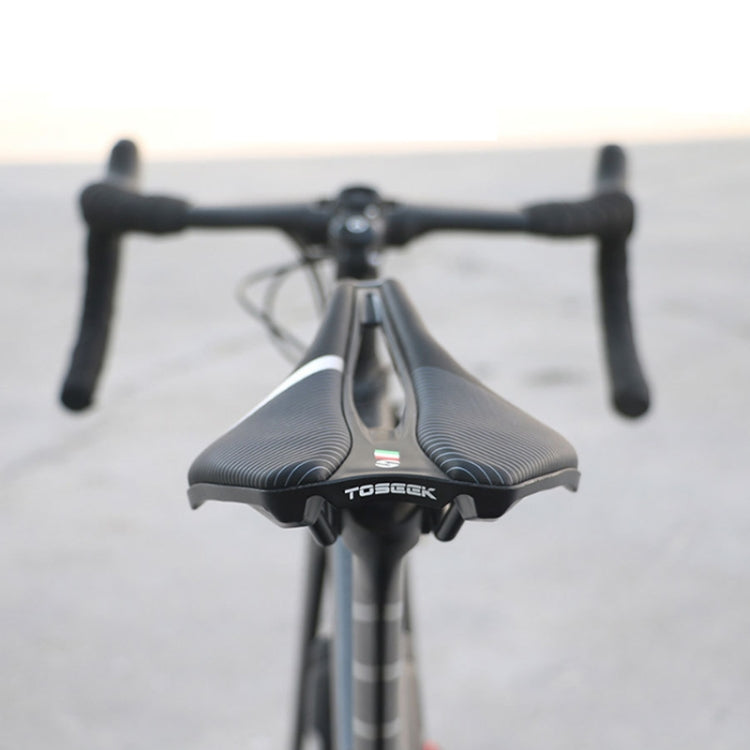 TOSEEK Bicycle Shock-absorbing Comfortable Widened Saddle(Black)