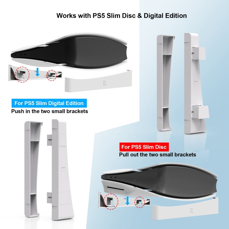 For PS5 Slim JYS-P5189 Console Horizontal Placement Stand Digital / Optical Drive Version Universal Storage Mount(Black)