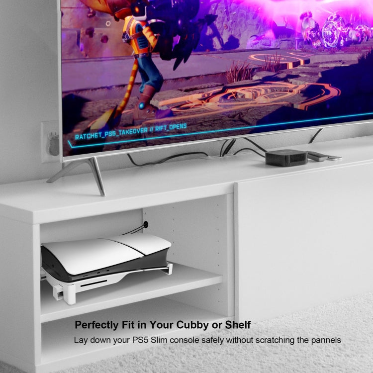 For PS5 Slim JYS-P5189 Console Horizontal Placement Stand Digital / Optical Drive Version Universal Storage Mount(White)