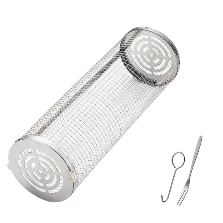 Upgrade Flip-Top Lid BBQ Cage Stainless Steel Rolling Grilling Basket, Spec: Large