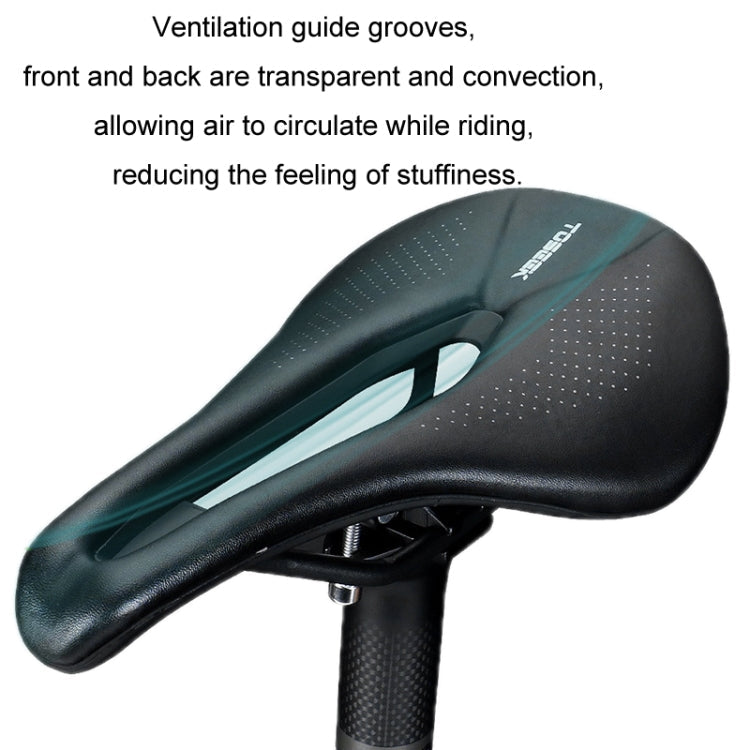 TOSEEK Bicycle Wide Seat Cushion Shock Absorption Comfortable Saddle, Color: Green