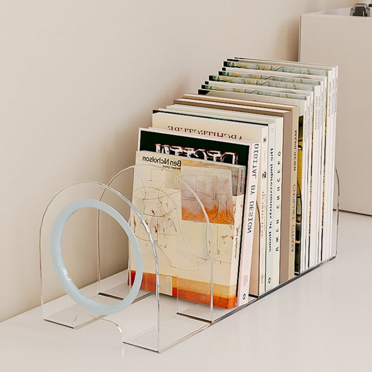 Book Riser Stand Desktop Book Storage Shelf Student Transparent Book Holder(Blue Ring)